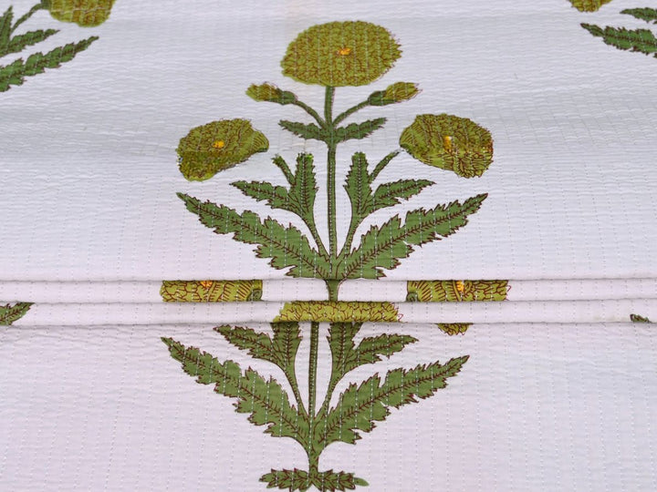 Green floral quilted cotton fat quarters for quilting and patchwork