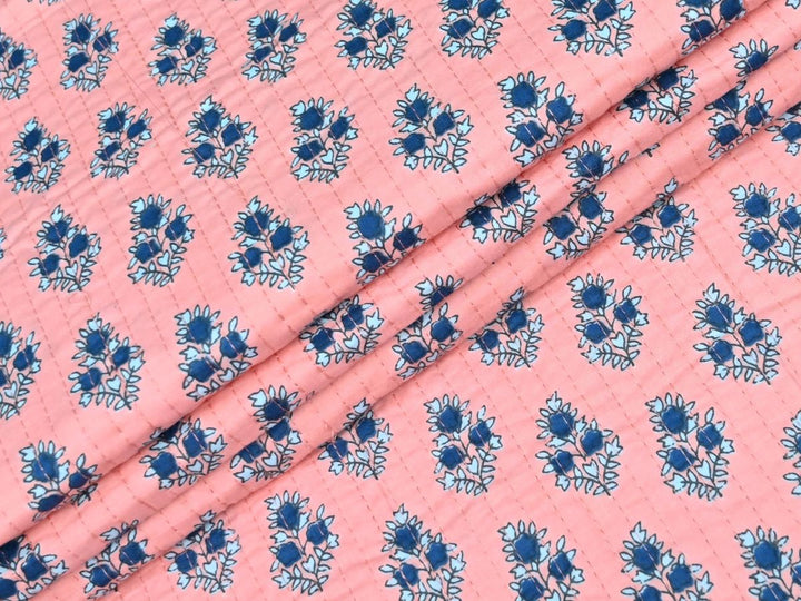 Peach Quilted Fabric by the Yard | Baby Nursery Cotton | Indolibas