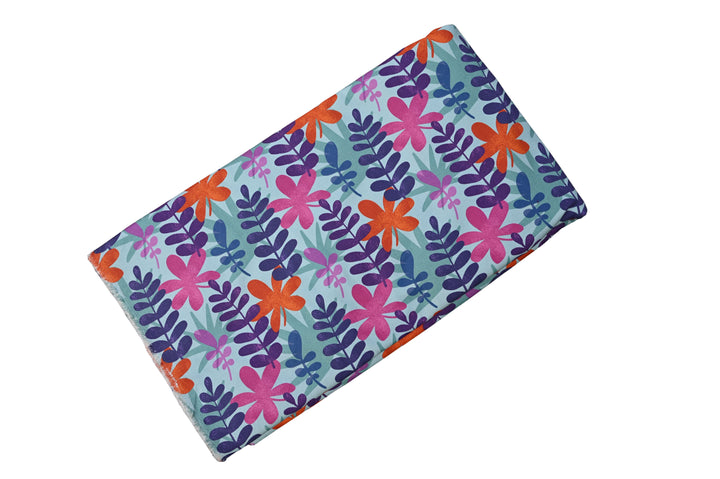 printed cotton canvas for home decor - heavy cotton leaf print fabric