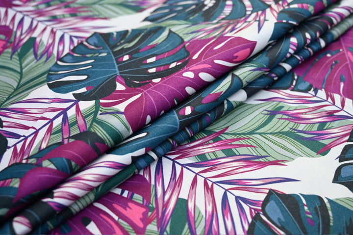 Tropical Print Cotton Canvas Fabric by the Yard | Upholstery & Tote Bags Cloth