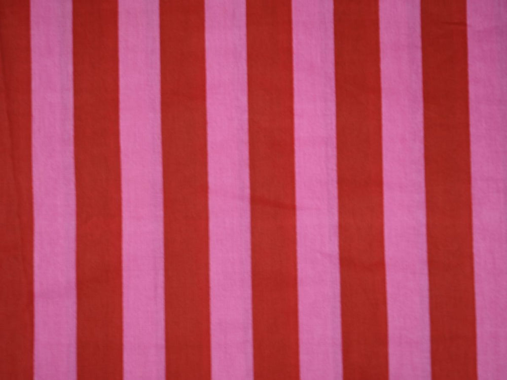 Red Pink Stripe Cotton Fabric by the Yard | Indian Textile