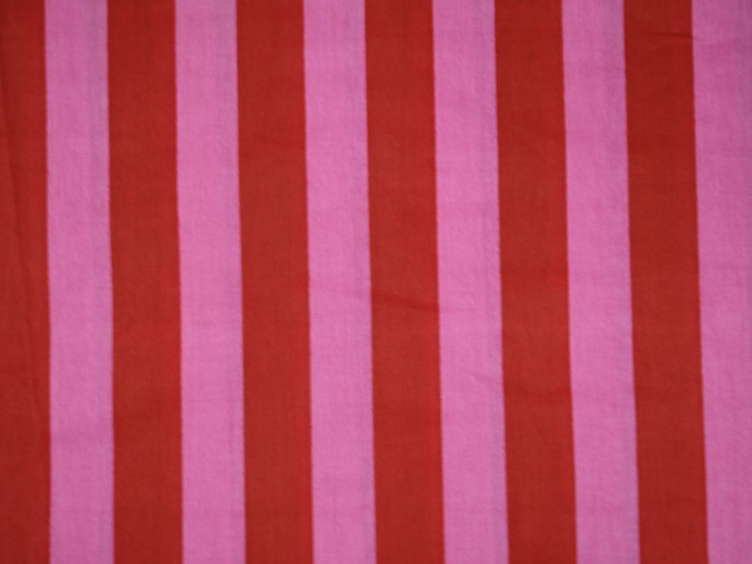 Red Pink Stripe Cotton Fabric by the Yard | Indian Textile