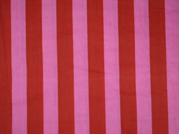 Red Pink Stripe Cotton Fabric by the Yard | Indian Textile