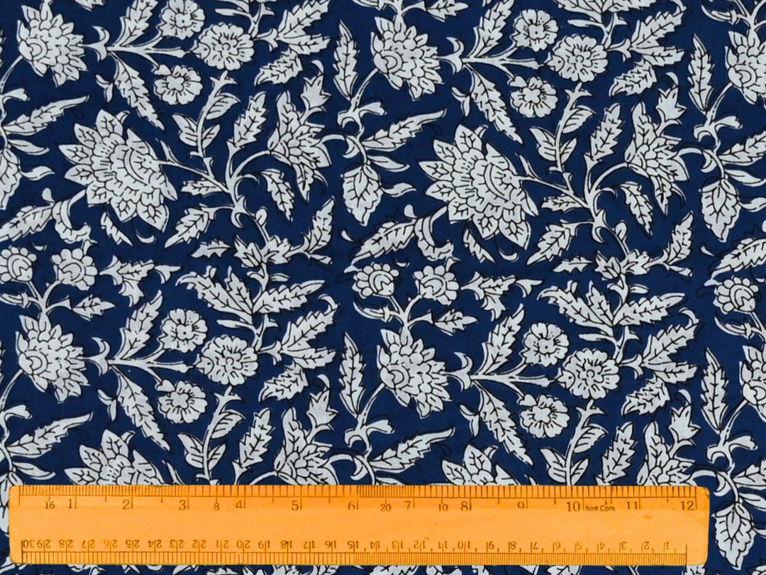 indigo printed cotton sewing fabric - indian block print indigo textile