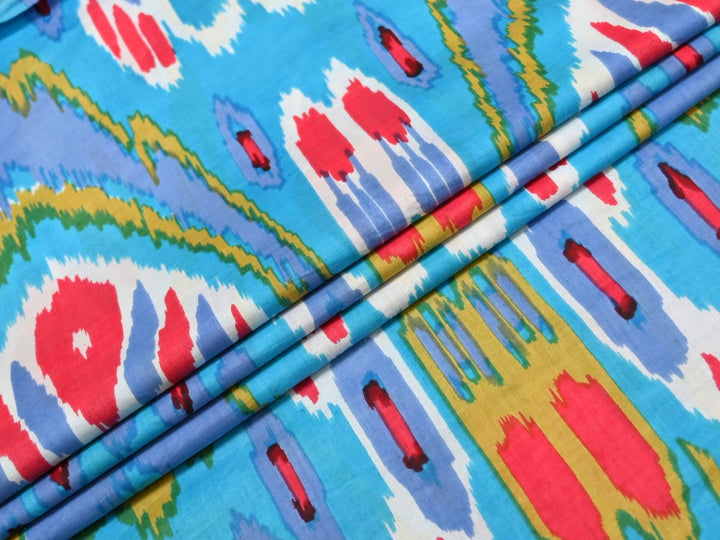 Indian Ikat Fabric Online | blue Print by the Yard | Indolibas