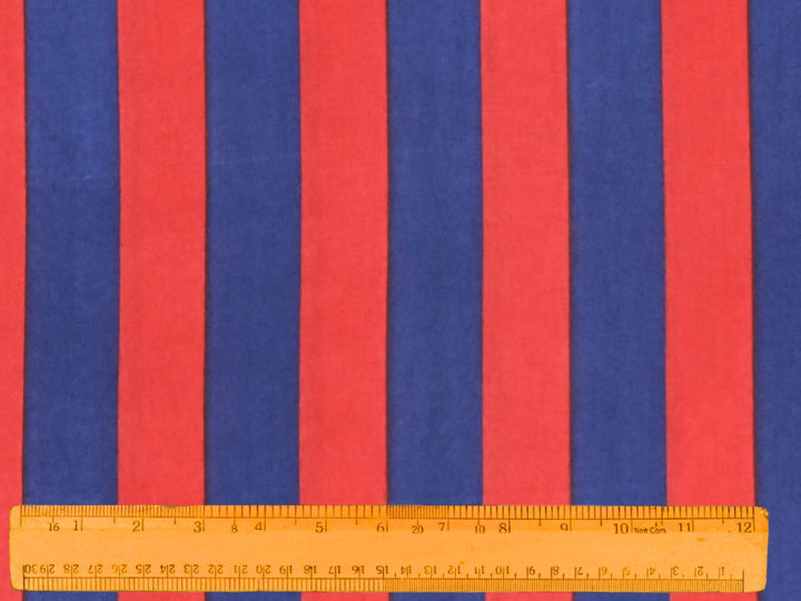 red blue stripe fabric close up - cotton fabric for dresses and sewing