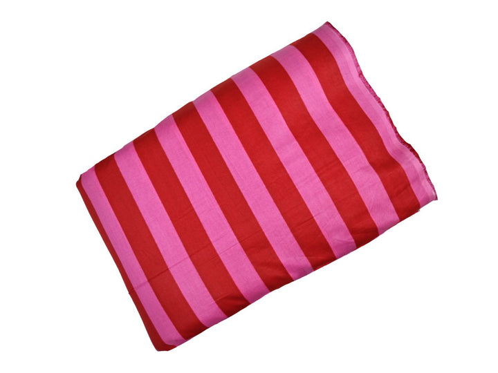 red pink stripe cotton fabric by the yard - indian striped cotton textile