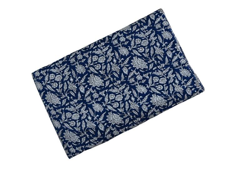 blue indigo floral fabric close up -  cotton fabric for dresses floral indigo