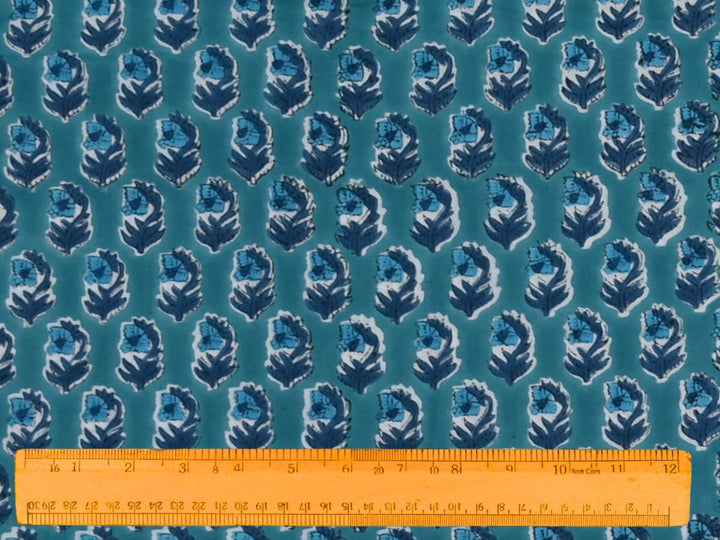 Organic cotton hand block print fabric close up - Indian organic cotton fabric for handmade projects