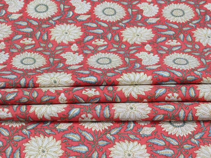 decorative floral cotton fabric - handmade indian textile floral print