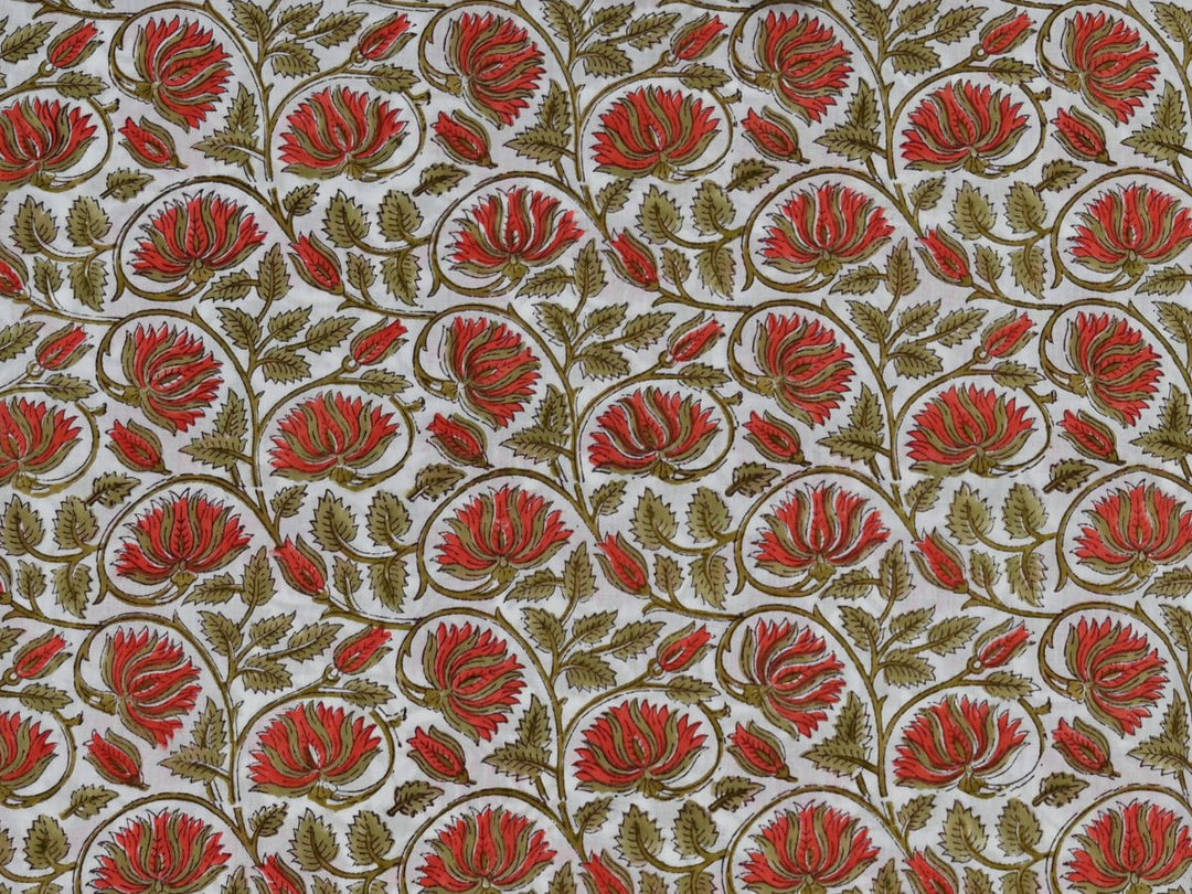 Indian Hand Block Printed Cotton Fabric by the Yard | Textile