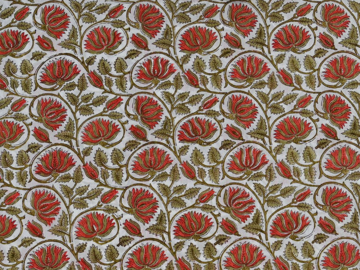 Indian Hand Block Printed Cotton Fabric by the Yard | Textile