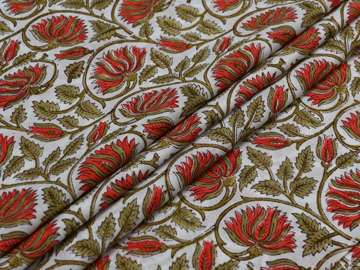 Indian Hand Block Printed Cotton Fabric by the Yard – Traditional Textile for Sewing, Quilting & Home Decor
