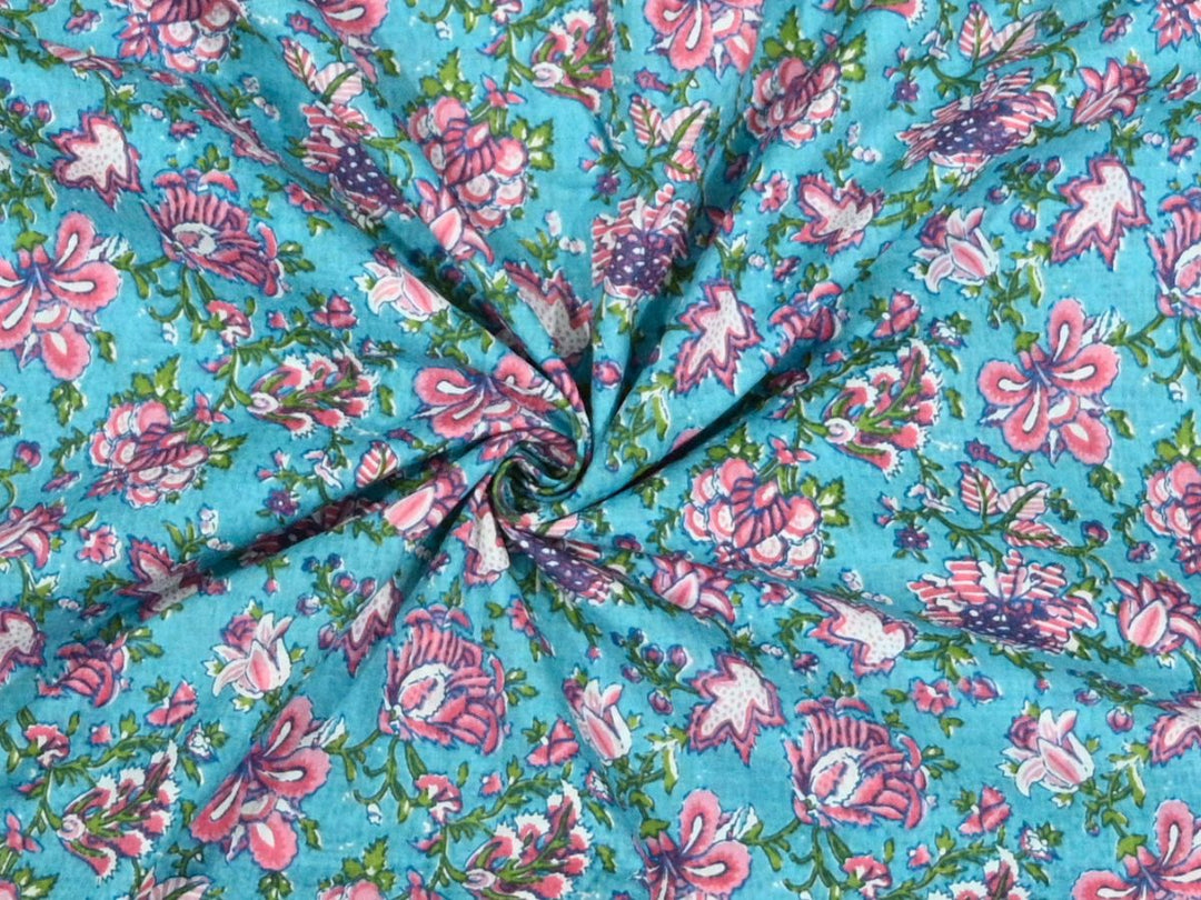 floral cotton fabric for sewing projects - indian printed cotton yardage floral