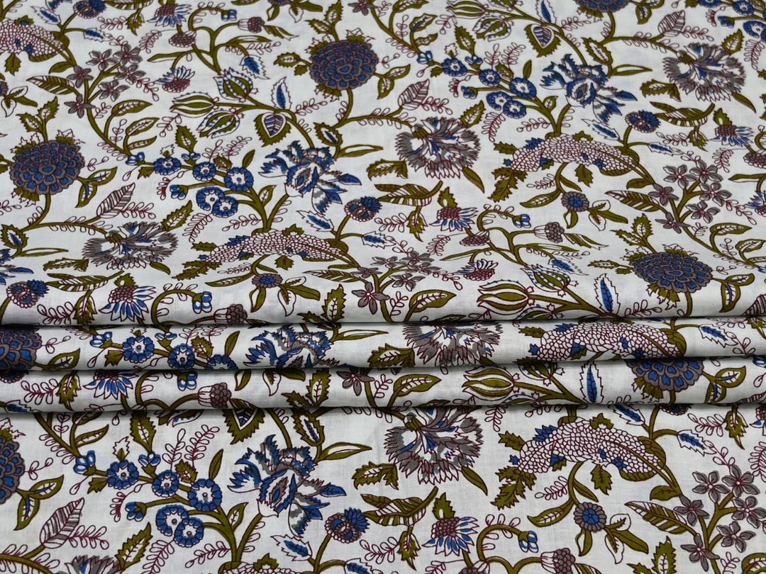 decorative floral cotton textile - handmade indian cotton fabric yardage