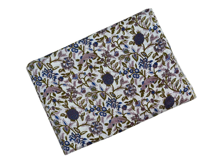 floral cotton fabric close up block print - hand printed cotton fabric for sewing