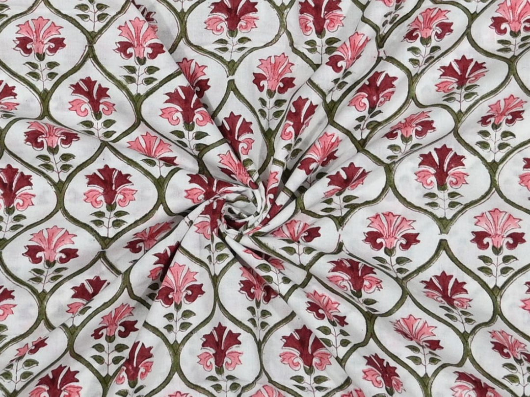 cotton fabric for dresses leaf print - indian cotton fabric for sewing projects