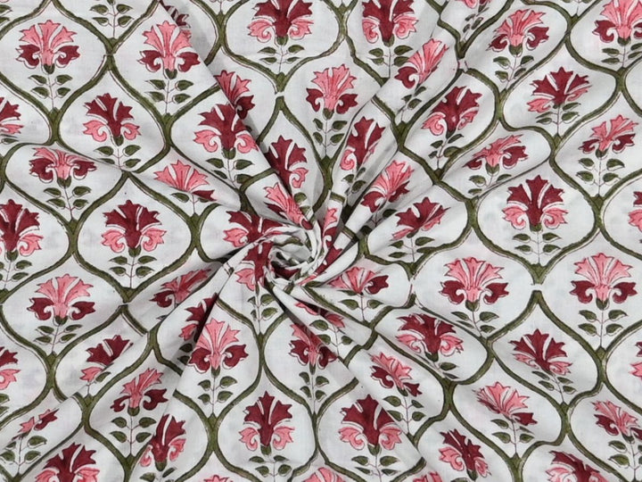 cotton fabric for dresses leaf print - indian cotton fabric for sewing projects