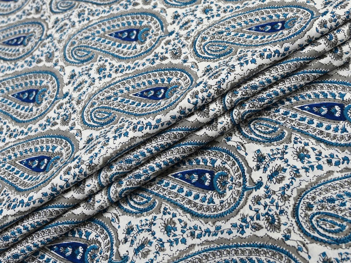 Paisley Cotton Fabric by the Yard | Indian Block Print for Bags | Indolibas