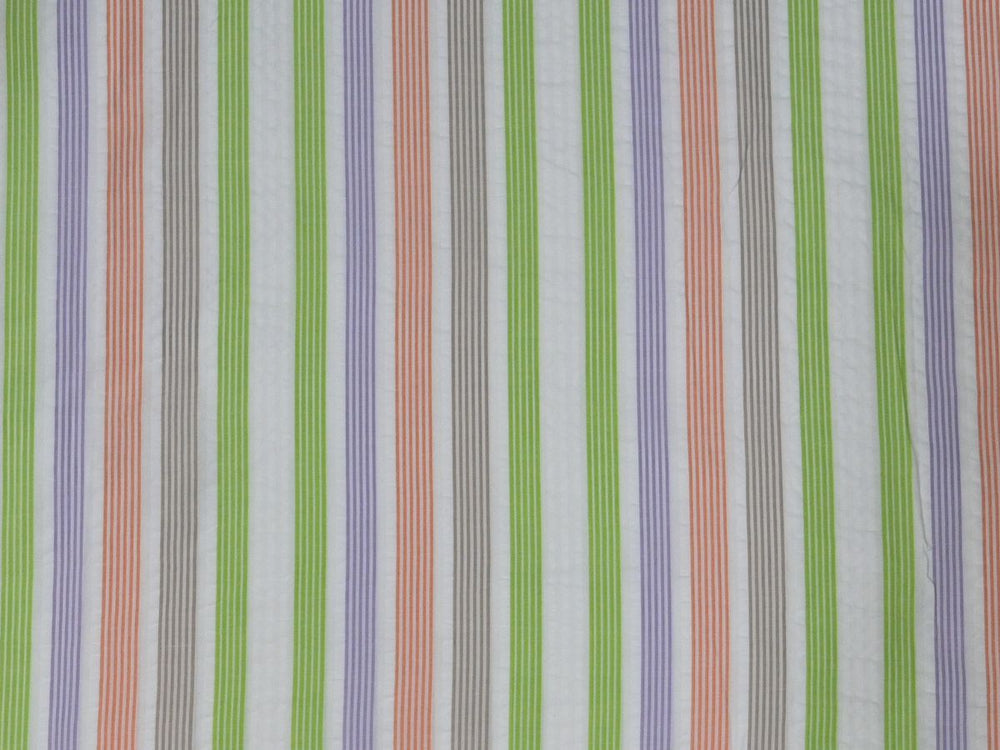 Stripe Seersucker Cotton Fabric by the Yard – Indian Lightweight Crinkle Textile for Summer Sewing & Apparel