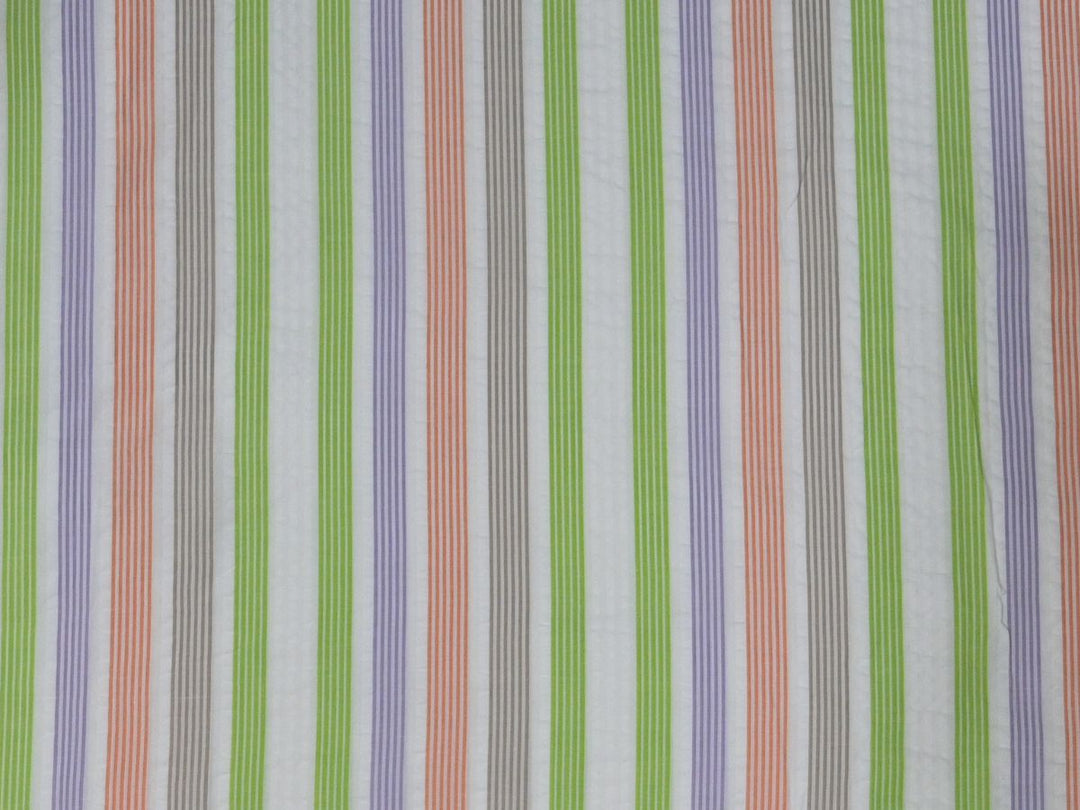 Stripe Seersucker Cotton Fabric by the Yard – Indian Lightweight Crinkle Textile for Summer Sewing & Apparel