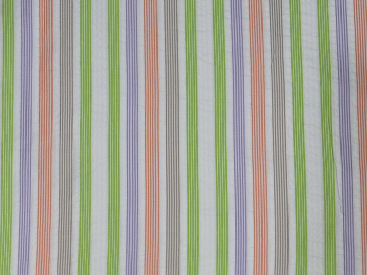Stripe Seersucker Cotton Fabric by the Yard – Indian Lightweight Crinkle Textile for Summer Sewing & Apparel