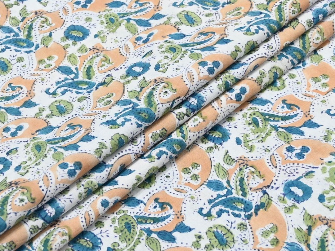 Floral Hand Block Print Fabric by the Yard – Indian Textile Online for Summer Clothing