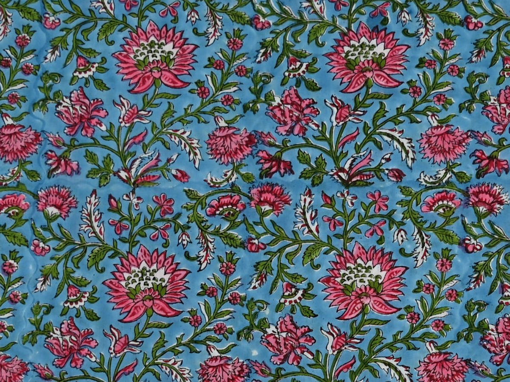 Indian Hand Block Printed Cotton Fabric by the Yard – Textile for Quilting, Sewing & Home Decor