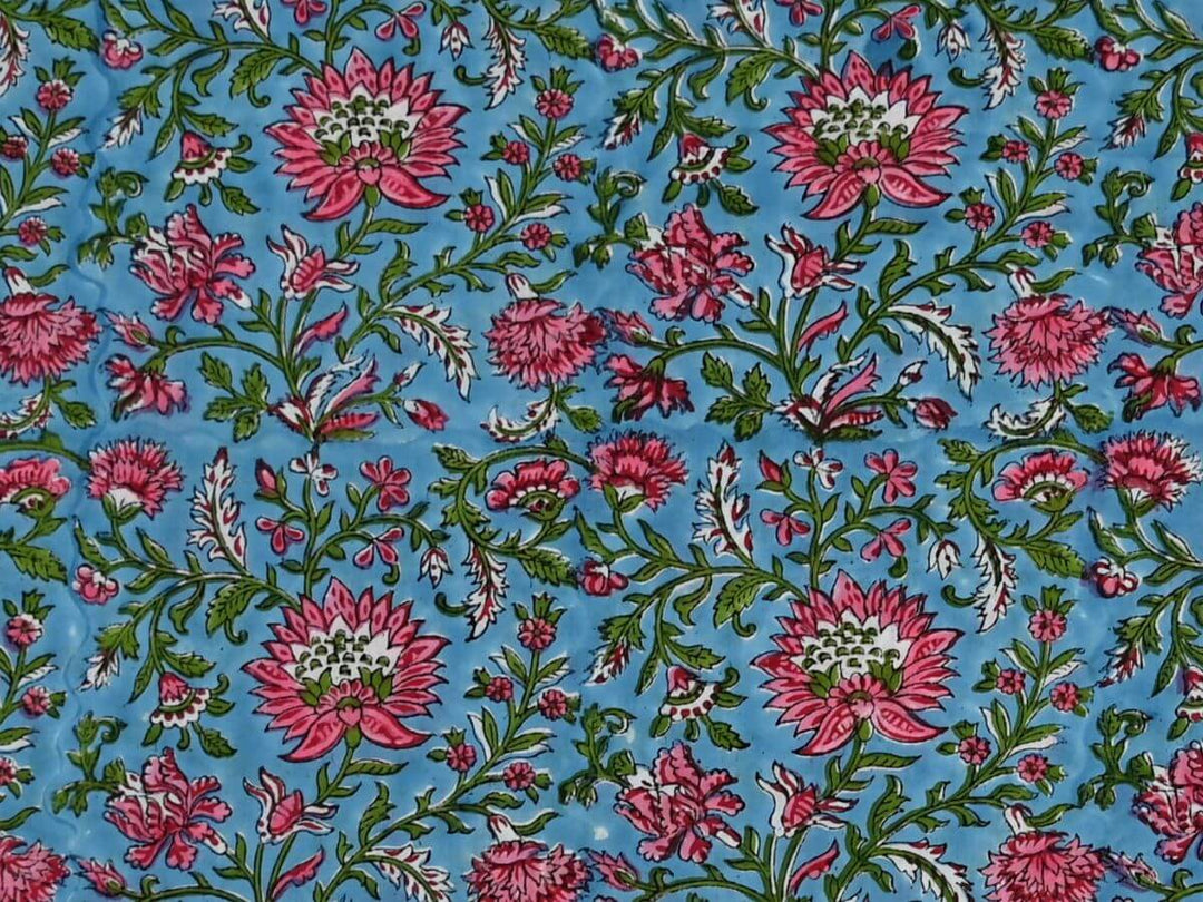 Indian Hand Block Printed Cotton Fabric by the Yard – Textile for Quilting, Sewing & Home Decor