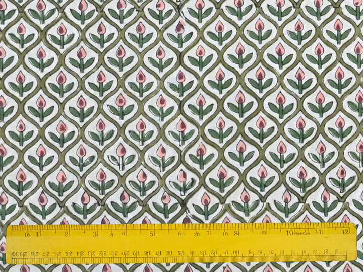 cotton fabric for quilting and decor - handmade block print textile material