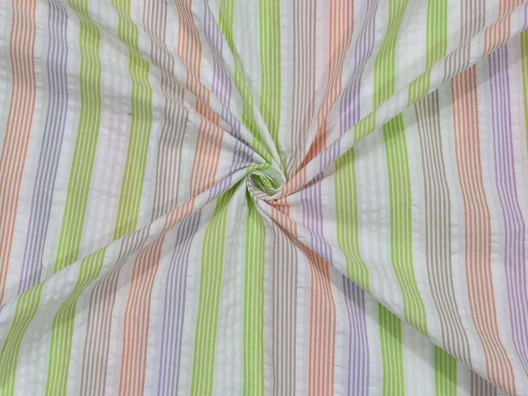 Stripe Seersucker Cotton Fabric by the Yard | Lightweight Textile