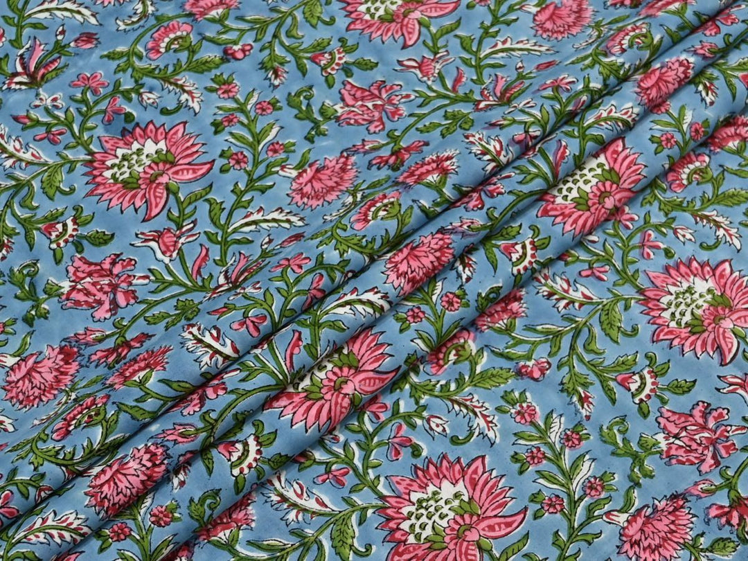 Indian Hand Block Printed Fabric by the Yard | Quilting Sewing Textile