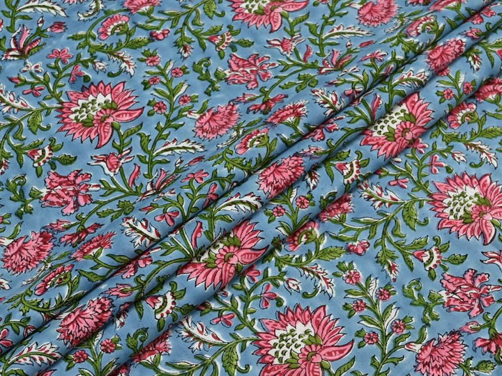 Indian Hand Block Printed Fabric by the Yard | Quilting Sewing Textile