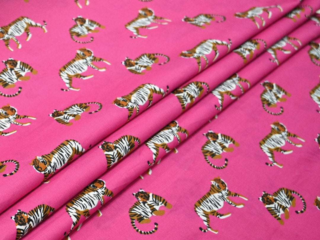 Animal Print Cotton Fabric by the Yard – Tiger Textile for Sewing, Quilting & Home Decor