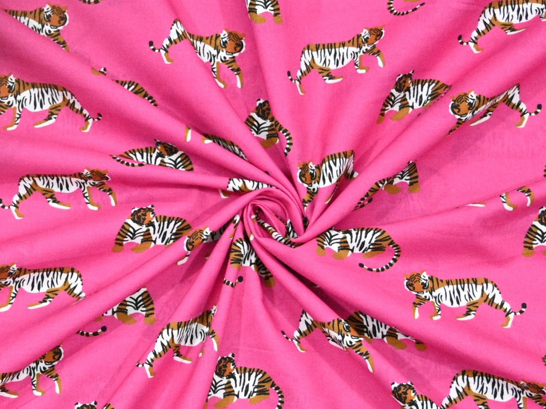 tiger print cotton fabric by the yard - animal print fabric tiger design
