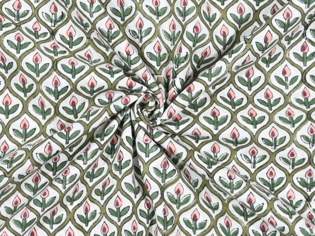 cotton fabric close up block print - indian cotton textile for sewing