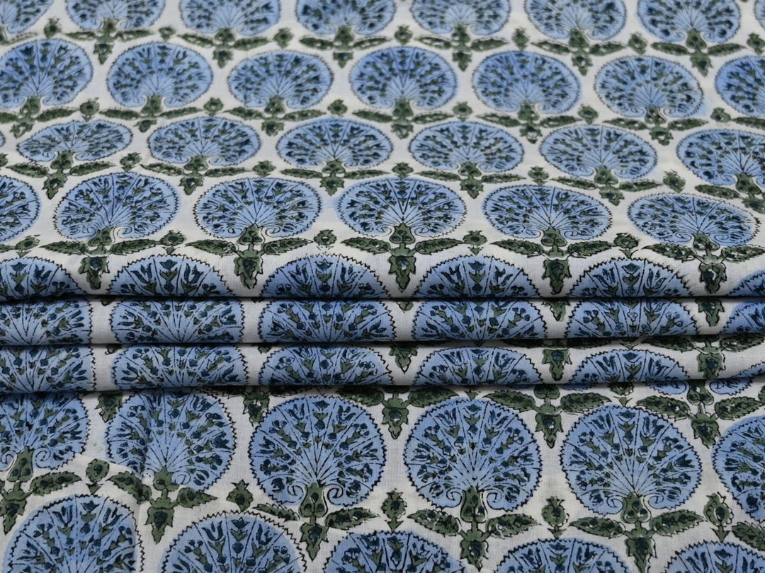 Printed cotton fabric for craft and decor - Block print fabric for home DIY projects