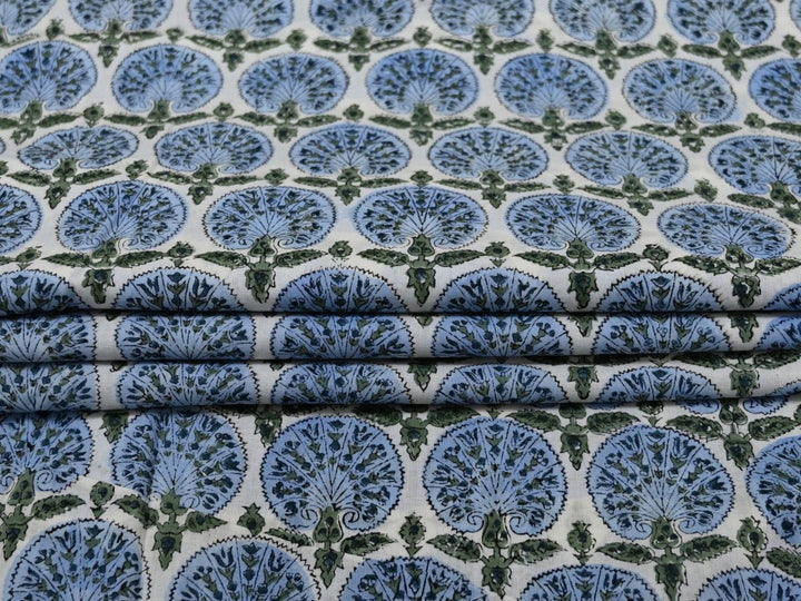 Printed cotton fabric for craft and decor - Block print fabric for home DIY projects
