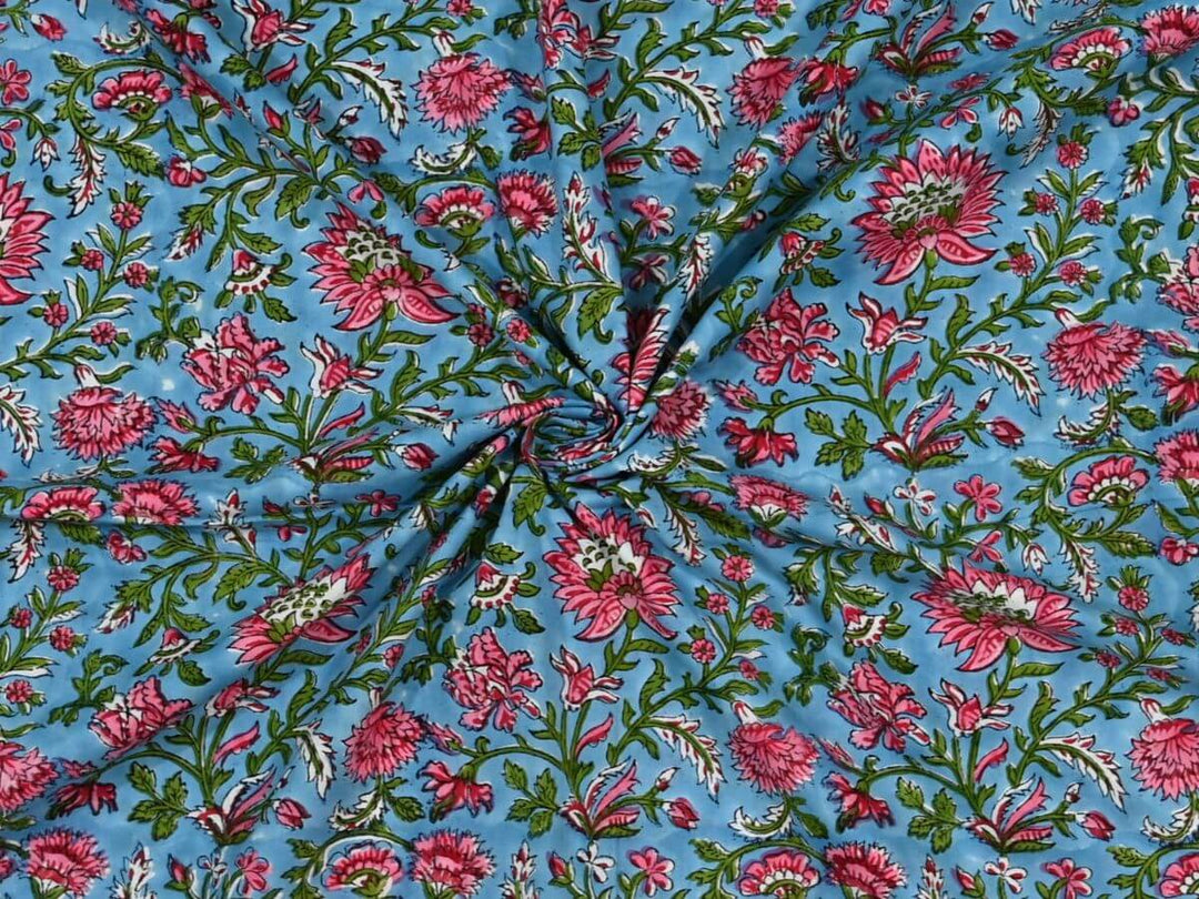 indian hand block printed cotton fabric by the yard - block print cotton textile for quilting