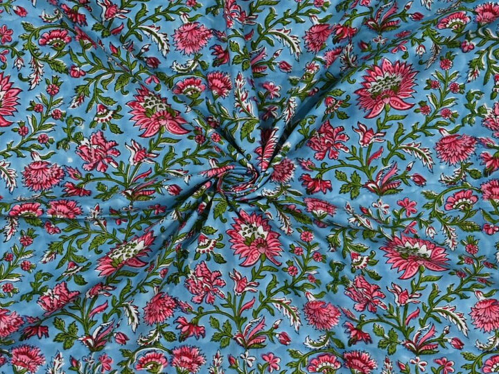indian hand block printed cotton fabric by the yard - block print cotton textile for quilting