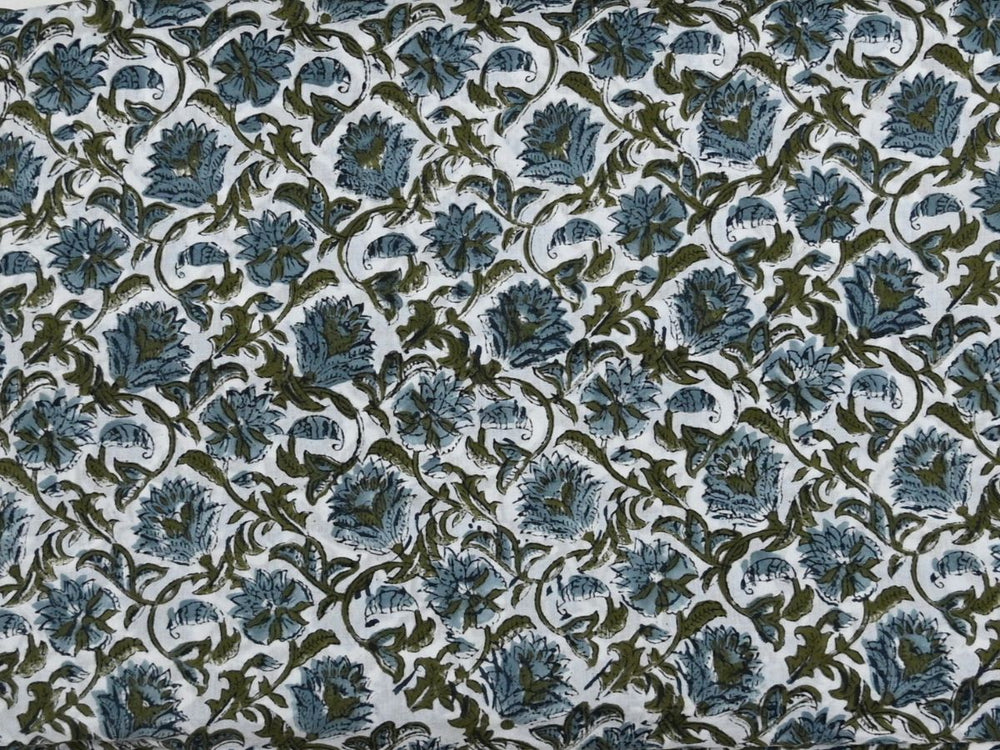 Artisan Indian block print fabric close up - Printed cotton fabrics by the yard online