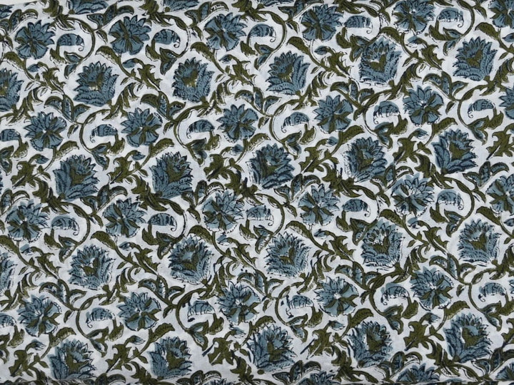 Artisan Indian block print fabric close up - Printed cotton fabrics by the yard online