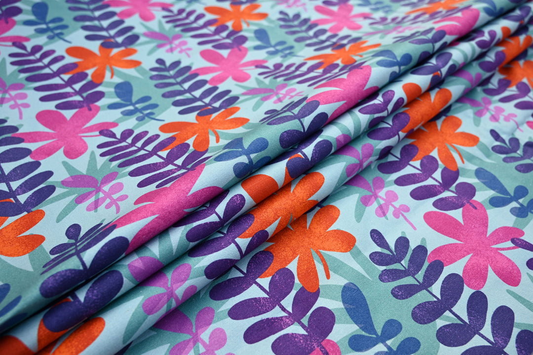 Flower Printed Cotton Fabric by the Yard – Indian Floral Textile for Sewing, Dresses & Home Decor