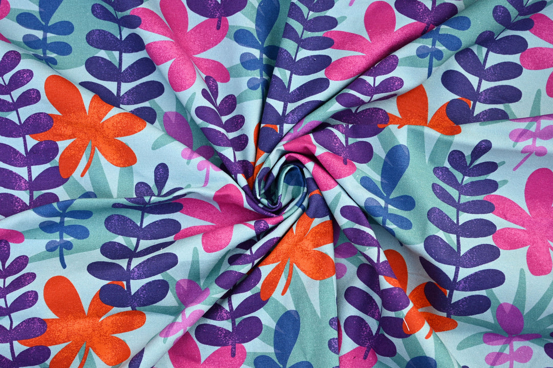 leaf print cotton fabric for sewing - canvas fabric for cushion covers