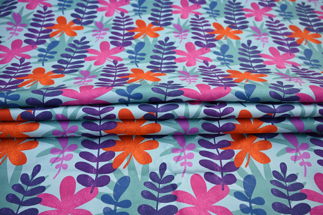 leaf pattern fabric for table mats - durable cotton canvas sewing fabric