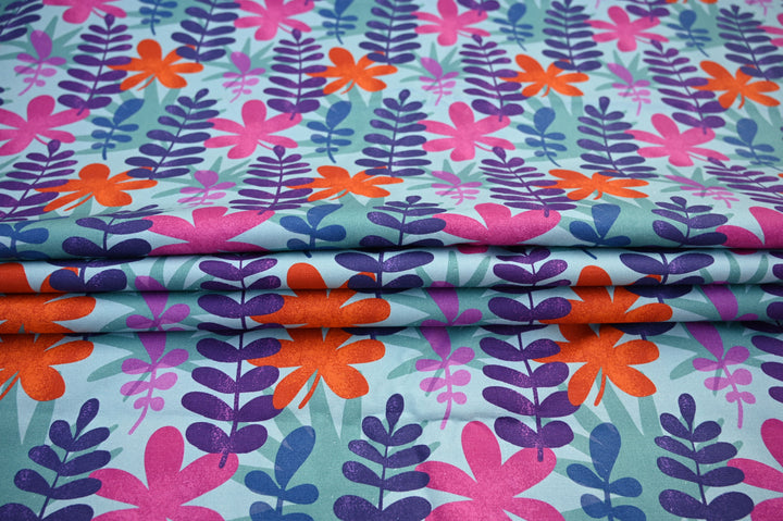 leaf pattern fabric for table mats - durable cotton canvas sewing fabric