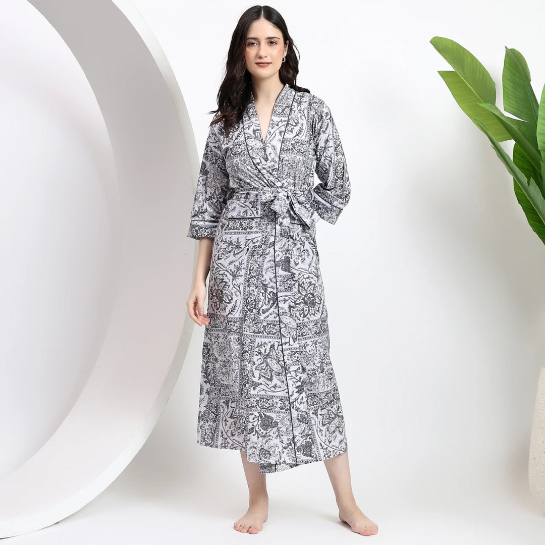 Cotton floral kimono – traditional Japanese robe for women