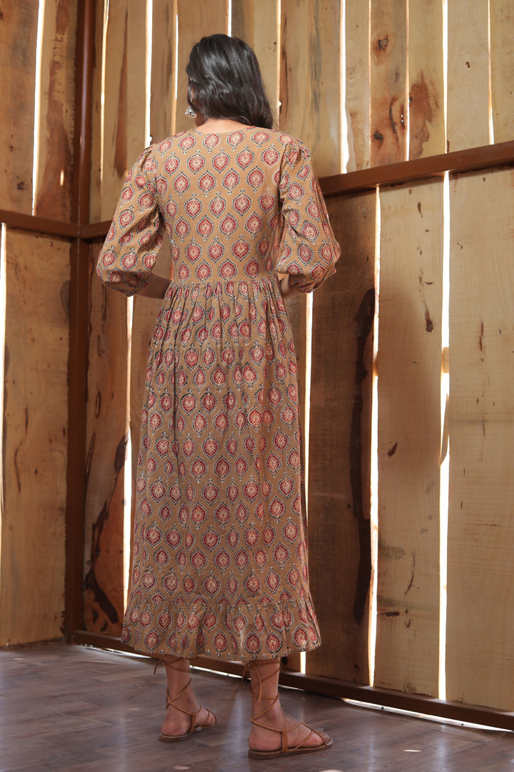jerry brown maxi cotton long dress with button style