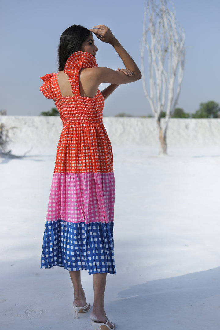 Explore the Multicolor in Indian Cotton Midi Dress