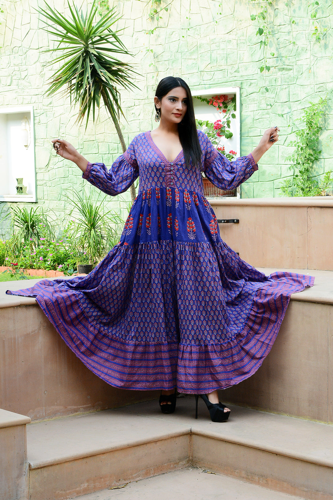 Nora Flaunting purple cotton Maxi women long Dress